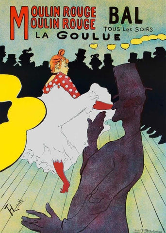 Moulin Rouge White Modern Wood Framed Art Print with Double Matting by Toulouse-Lautrec, Henri