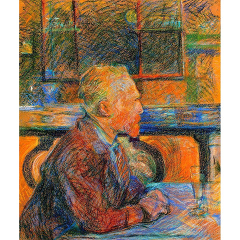 Portrait Of Vincent Van Gogh Gold Ornate Wood Framed Art Print with Double Matting by Toulouse-Lautrec, Henri