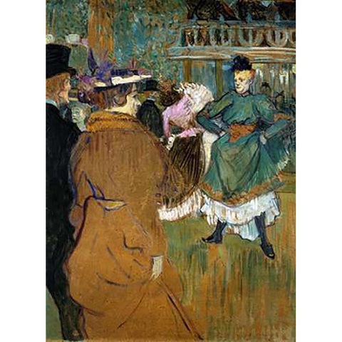 Quadrille At The Moulin Rouge Gold Ornate Wood Framed Art Print with Double Matting by Toulouse-Lautrec, Henri