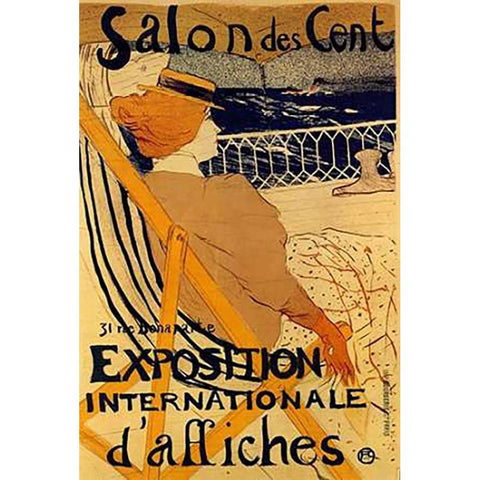 Salon Des Cent Gold Ornate Wood Framed Art Print with Double Matting by Toulouse-Lautrec, Henri