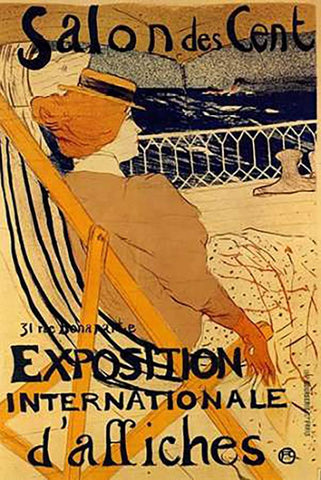 Salon Des Cent Black Ornate Wood Framed Art Print with Double Matting by Toulouse-Lautrec, Henri