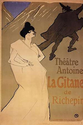 The Gypsy White Modern Wood Framed Art Print with Double Matting by Toulouse-Lautrec, Henri