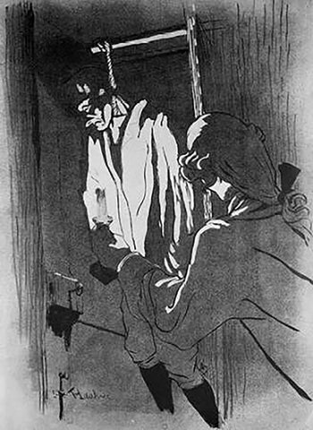 The Hanged Man Black Ornate Wood Framed Art Print with Double Matting by Toulouse-Lautrec, Henri