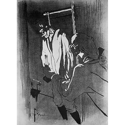 The Hanged Man Gold Ornate Wood Framed Art Print with Double Matting by Toulouse-Lautrec, Henri