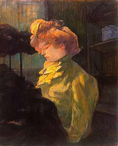 The Modiste White Modern Wood Framed Art Print with Double Matting by Toulouse-Lautrec, Henri