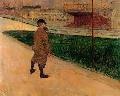 Tristan Bernard At The Buffalo Stadium White Modern Wood Framed Art Print with Double Matting by Toulouse-Lautrec, Henri