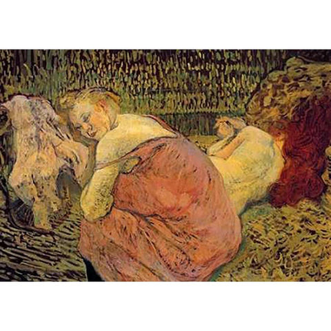 Women Resting Black Modern Wood Framed Art Print with Double Matting by Toulouse-Lautrec, Henri
