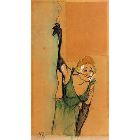Yvette Guilbert Taking A Bow White Modern Wood Framed Art Print by Toulouse-Lautrec, Henri