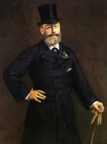 Portrait of M. Antonin Proust, 1880 Black Ornate Wood Framed Art Print with Double Matting by Manet, Edouard