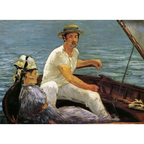 Boating White Modern Wood Framed Art Print by Manet, Edouard