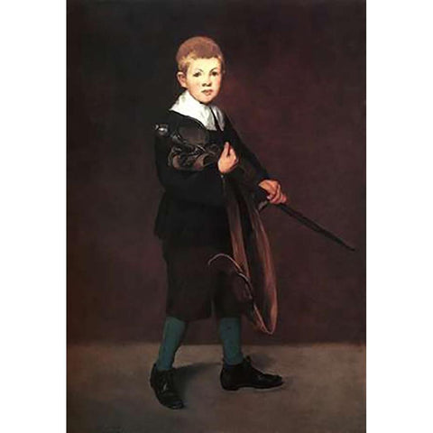 Boy with Sword White Modern Wood Framed Art Print by Manet, Edouard