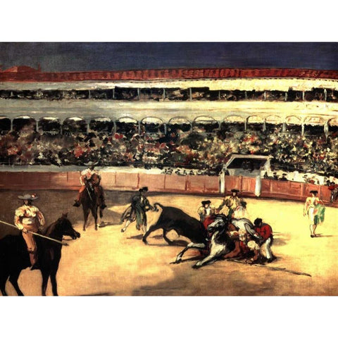 Bullfighters Gold Ornate Wood Framed Art Print with Double Matting by Manet, Edouard