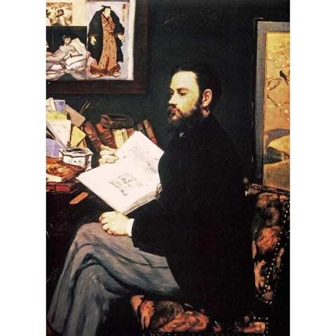 Emile Zola, 1868 Black Modern Wood Framed Art Print with Double Matting by Manet, Edouard