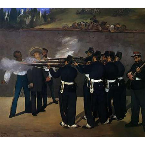 Execution of Emperor Maximilian Gold Ornate Wood Framed Art Print with Double Matting by Manet, Edouard