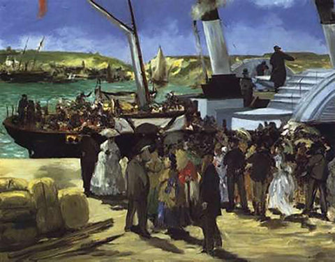 Folkstone Boat Boulogne Black Ornate Wood Framed Art Print with Double Matting by Manet, Edouard