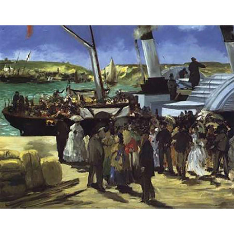 Folkstone Boat Boulogne Black Modern Wood Framed Art Print with Double Matting by Manet, Edouard