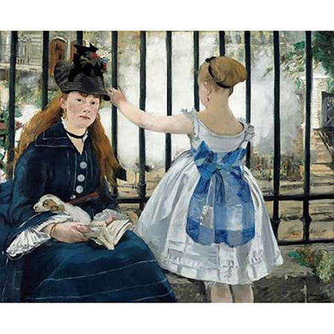 The Railway, 1873 White Modern Wood Framed Art Print by Manet, Edouard