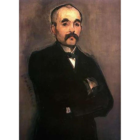 Georges Clemenceau Black Modern Wood Framed Art Print with Double Matting by Manet, Edouard