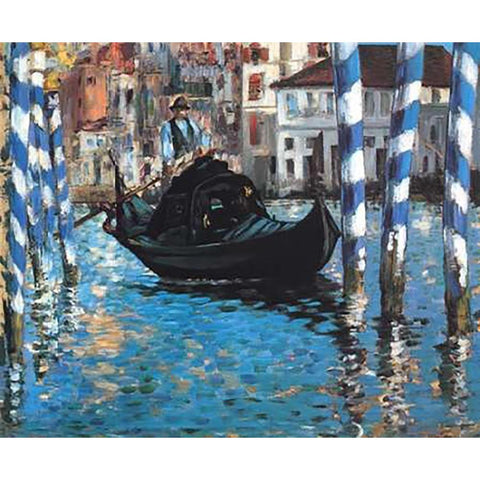 Grand Canal Blue Venice Black Modern Wood Framed Art Print with Double Matting by Manet, Edouard