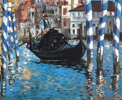 Grand Canal Blue Venice White Modern Wood Framed Art Print with Double Matting by Manet, Edouard