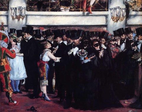 Masked Ball at Opera Black Ornate Wood Framed Art Print with Double Matting by Manet, Edouard