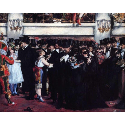 Masked Ball at Opera Black Modern Wood Framed Art Print with Double Matting by Manet, Edouard