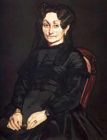 Mme Auguste Black Ornate Wood Framed Art Print with Double Matting by Manet, Edouard