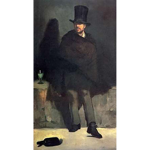 The Absinthe Drinker Gold Ornate Wood Framed Art Print with Double Matting by Manet, Edouard