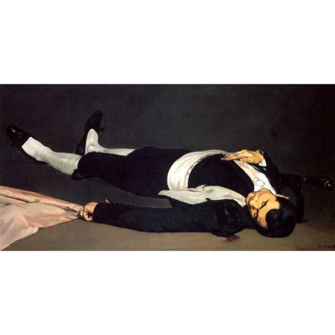 The Dead Toreador Black Modern Wood Framed Art Print by Manet, Edouard