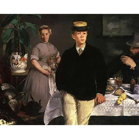 The Luncheon, 1868 Black Modern Wood Framed Art Print with Double Matting by Manet, Edouard