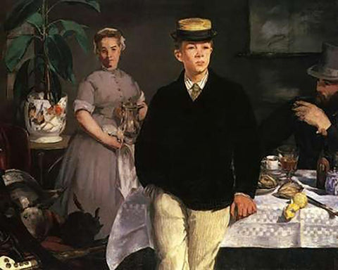 The Luncheon, 1868 White Modern Wood Framed Art Print with Double Matting by Manet, Edouard