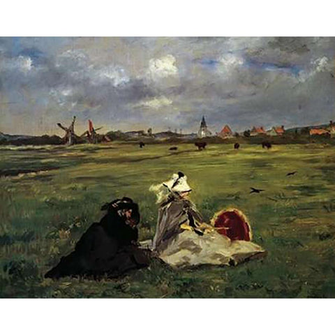 The Swallows Black Modern Wood Framed Art Print by Manet, Edouard