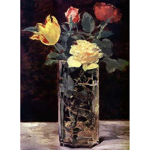 Vase of Flowers White Modern Wood Framed Art Print by Manet, Edouard