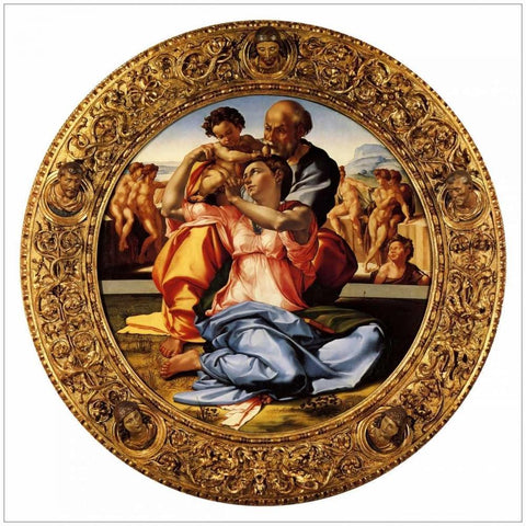 Michelangela The Doni Tondo-3 Black Modern Wood Framed Art Print with Double Matting by Michelangelo