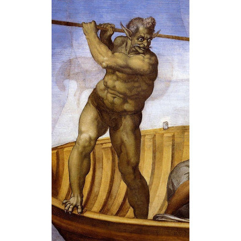 Charon-3 Black Modern Wood Framed Art Print with Double Matting by Michelangelo