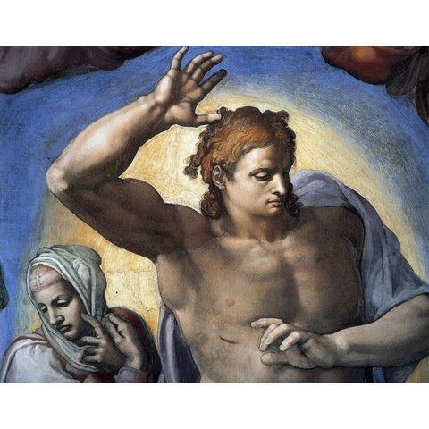 Christ-3 White Modern Wood Framed Art Print by Michelangelo