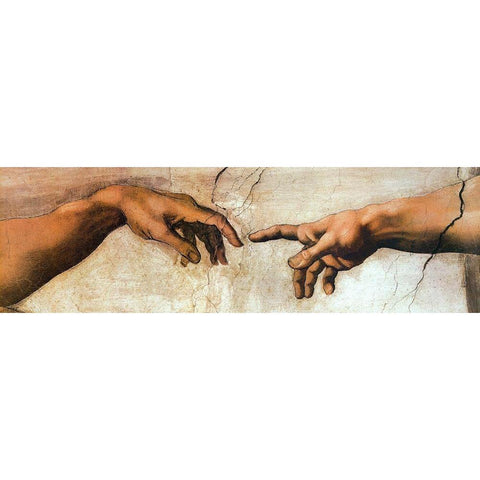 Creation Of Adam White Modern Wood Framed Art Print by Michelangelo