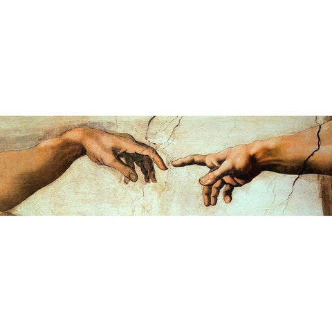 Creation Of Adam (Detail 2) Black Modern Wood Framed Art Print with Double Matting by Michelangelo