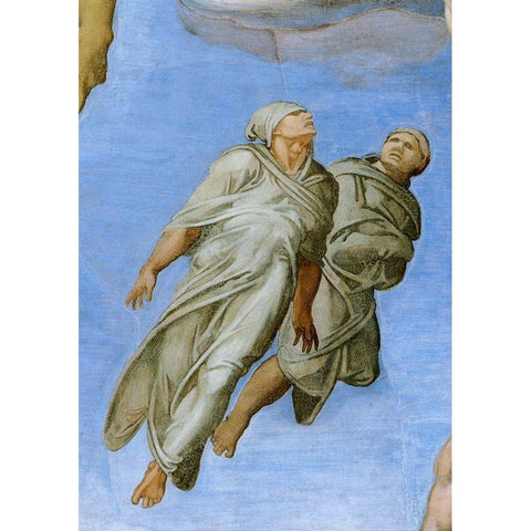 Detail From The Last Judgement 10 White Modern Wood Framed Art Print by Michelangelo