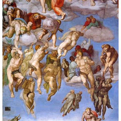 Detail From The Last Judgement 11 Black Modern Wood Framed Art Print by Michelangelo