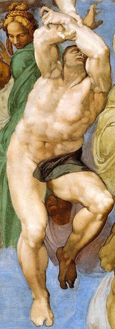 Detail From The Last Judgement 12 White Modern Wood Framed Art Print with Double Matting by Michelangelo