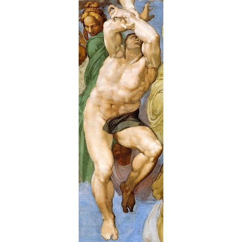 Detail From The Last Judgement 12 White Modern Wood Framed Art Print by Michelangelo