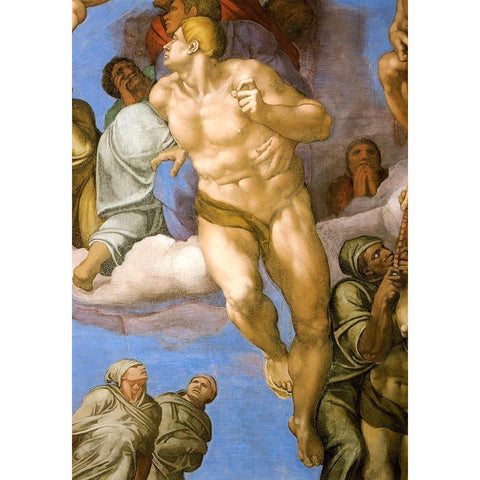 Detail From The Last Judgement 14 Black Modern Wood Framed Art Print with Double Matting by Michelangelo