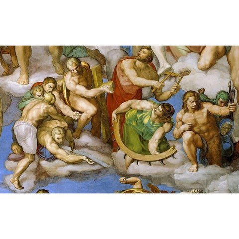 Detail From The Last Judgement 15 Gold Ornate Wood Framed Art Print with Double Matting by Michelangelo