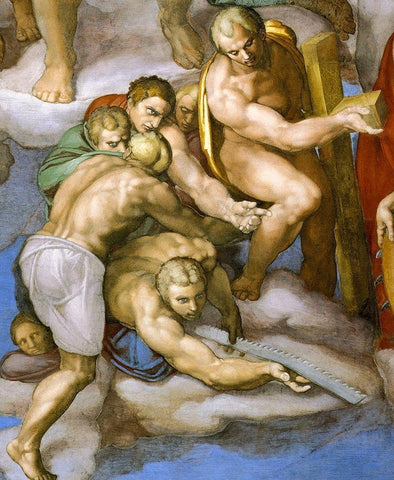 Detail From The Last Judgement 16 White Modern Wood Framed Art Print with Double Matting by Michelangelo