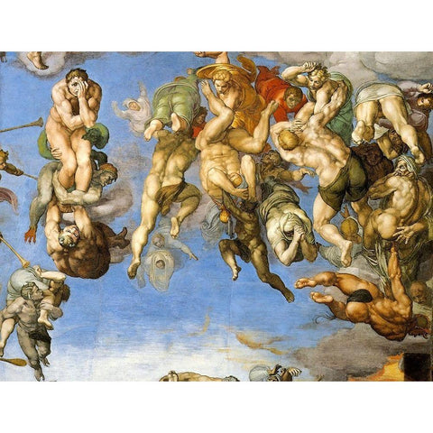 Detail From The Last Judgement 18 White Modern Wood Framed Art Print by Michelangelo