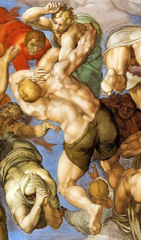 Detail From The Last Judgement 19 Black Ornate Wood Framed Art Print with Double Matting by Michelangelo