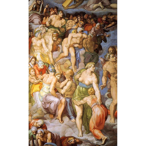 Detail From The Last Judgement 20 Gold Ornate Wood Framed Art Print with Double Matting by Michelangelo