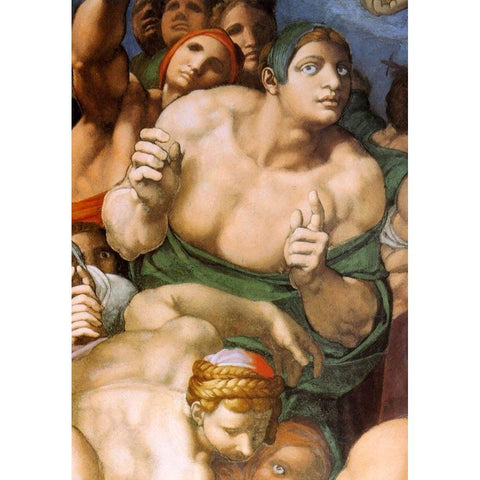 Detail From The Last Judgement 21 Black Modern Wood Framed Art Print by Michelangelo