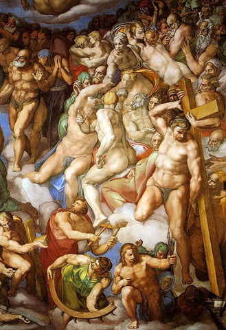 Detail From The Last Judgement 22 White Modern Wood Framed Art Print with Double Matting by Michelangelo